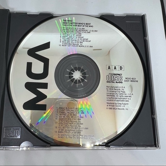 EUC-THE Who-Who's Better, Who's Best-CD 1988 Compilation MCAD-8031MCA Records - Picture 2 of 6